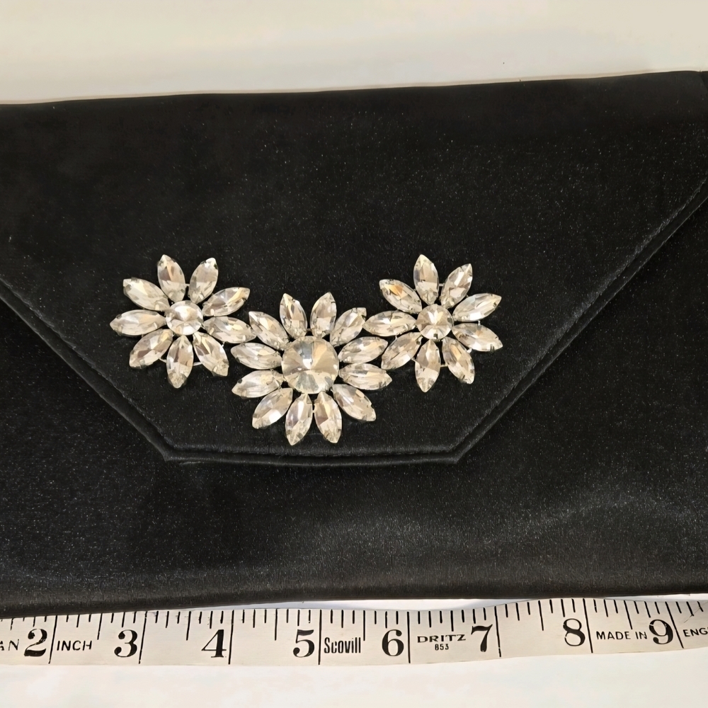 Gunne Sax by Jessica McClintock Black Dress Purse with Removable Chain Vintage - Picture 5 of 12